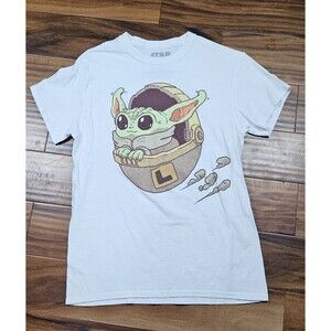 Star Wars Shirt Baby Yoda Small White Short Sleeve Crew NeckGeeknet
